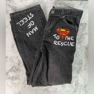 Superman Jeans Pants Boys size 7 Man Of Steal DC Comics Adjustable Black